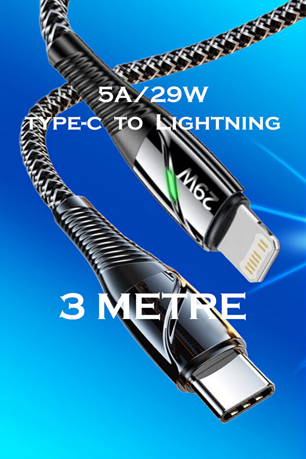 C25 Type-C To Lightning 5A/29W Şarj ve Data Kablosu -3mt - 1