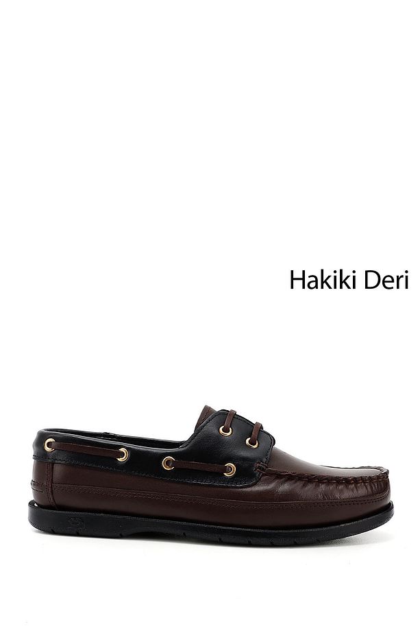 Erkek Kahveye Siyah Bağcıklı Kauçuk Taban Hakiki Deri Ayakkabı - 1