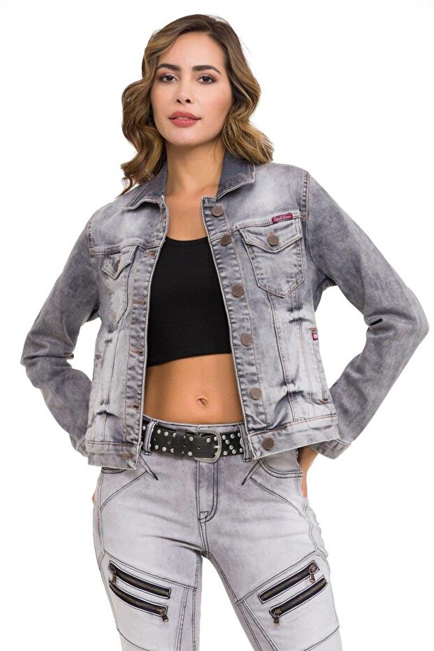 Wj212 basic short women jeans jacket