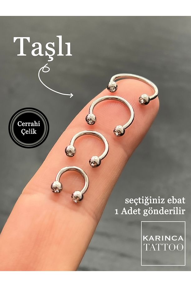 Taşlı Piercing Halka Forward Helix Tragus Orbital Daith Rook Nipple Smiley Dudak Snake Bites Septum - 2