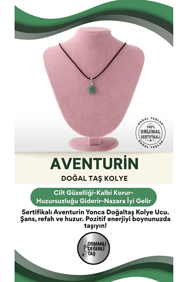Certified Aventurine Clover Natural Stone Pendant M441