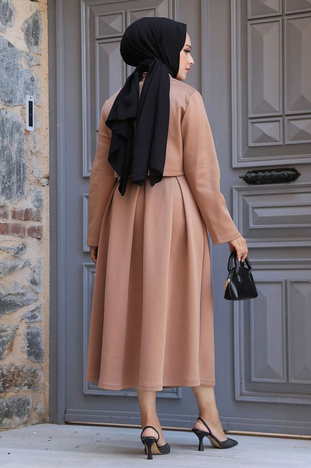 Ceketli Camel Tesettür Etekli Ikili Takım 681c - 3
