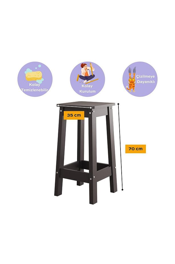 Aster Z4030 Tabure Şık ve Dayanıklı Sunta Bar Taburesi – Antrasit - 2