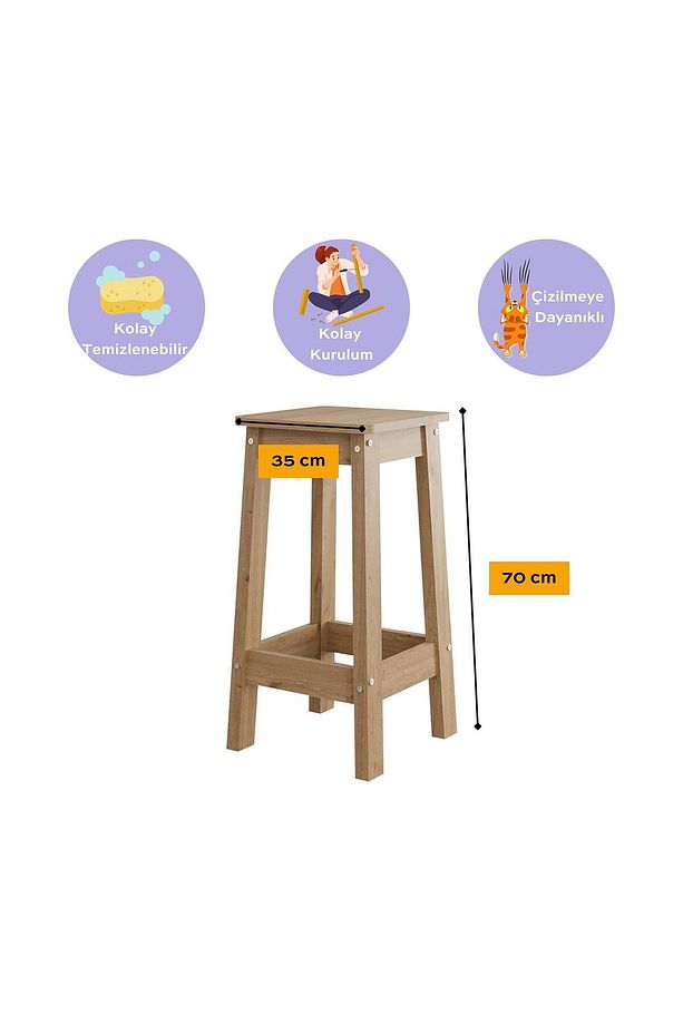Aster Z4020 Tabure Şık ve Dayanıklı Sunta Bar Taburesi – Sepet - 2