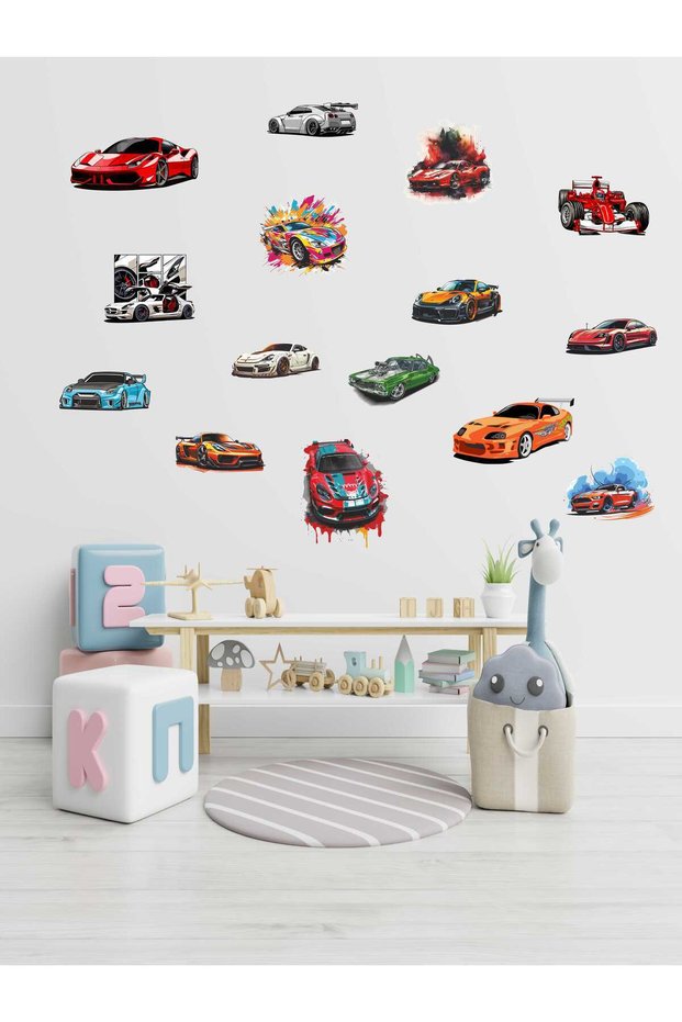 Race Cars Kids Room Sticker Set