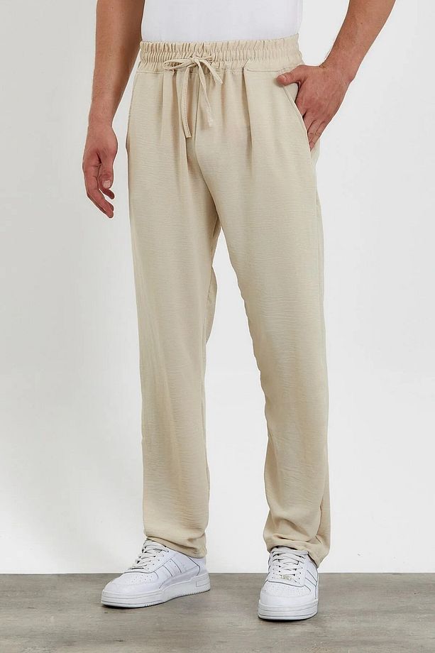Unisex Oversize Haki Aerobin Keten Yazlık Ince Salaş Alt Jogger Pantolon - 1