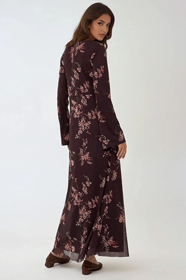 Çiçek Desenli Modest Elbise - 4