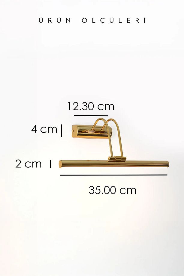 Pilli Parlak Gold Kasa Amber Led Flüt Tablo Aplik Banyo Ayna Üstü Aydınlatma - 9