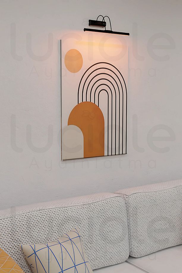 Pilli Mat Siyah Flüt Tablo Aplik Banyo Ayna Üstü Led Aydınlatma Amber Led - 4