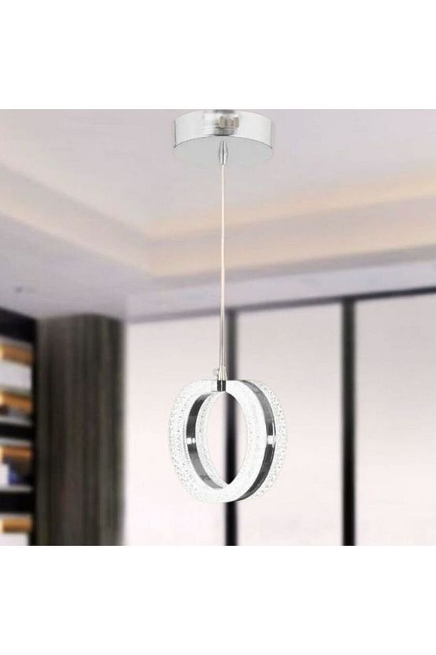 3 Renk Krom Kasa Yüzük Tek Taşlı Led Avize Tekli Modern Ledli Avize - 1