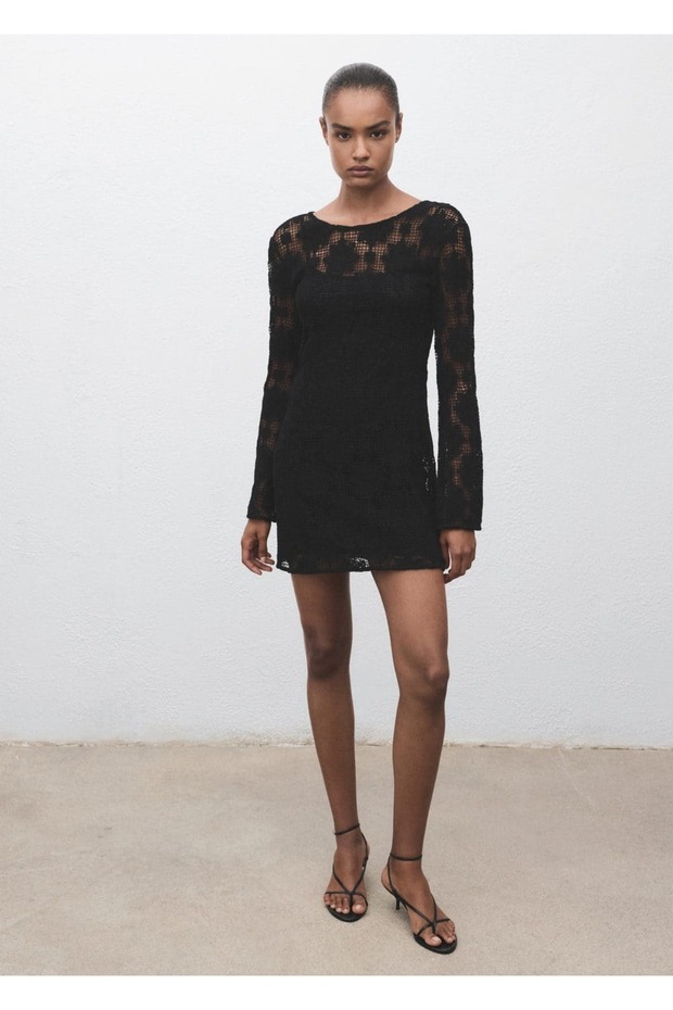 Dantel kısa elbise - 2