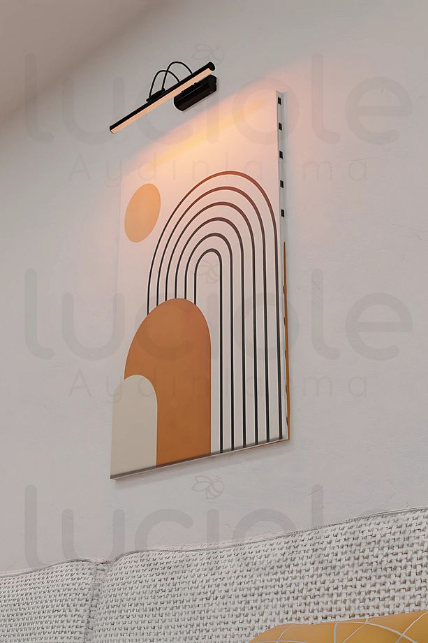 Pilli Mat Siyah Flüt Tablo Aplik Banyo Ayna Üstü Led Aydınlatma Amber Led - 6