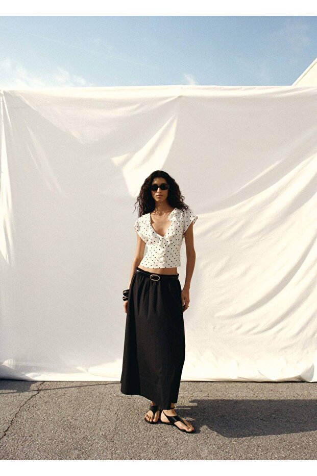 Fırfırlı puantiyeli bluz - 6