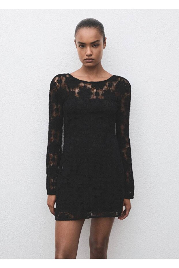 Dantel kısa elbise - 1