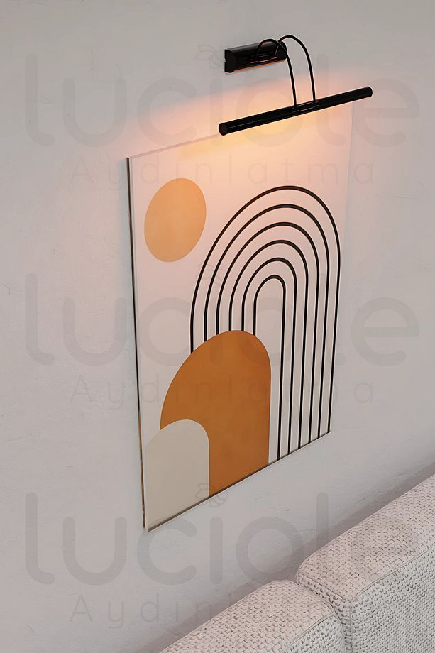 Pilli Mat Siyah Flüt Tablo Aplik Banyo Ayna Üstü Led Aydınlatma Amber Led - 5