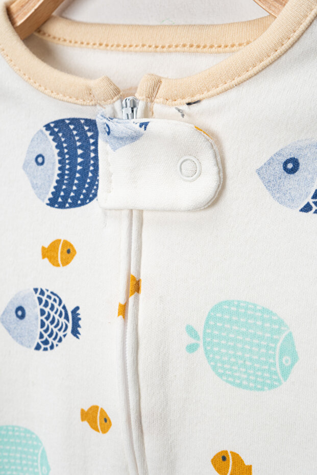 بذلة منقوشة السمك بسحاب - 3