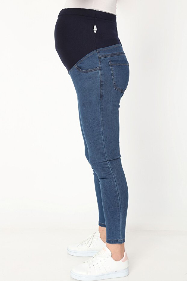 Bilekte Dar Paça Hamile Kot Pantolon - 3