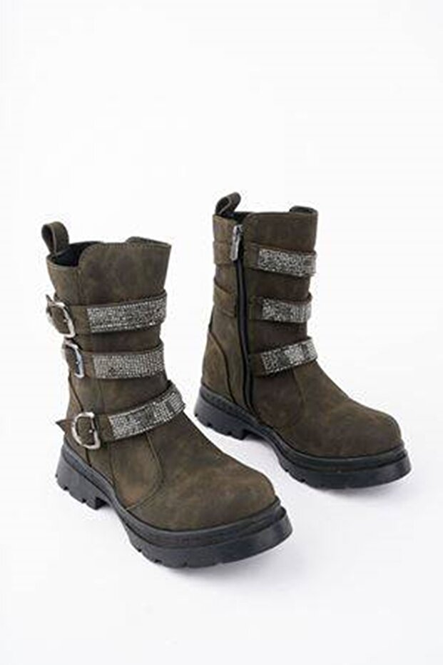 Önü Taşlı Haki Kız Çocuk Bot - 2