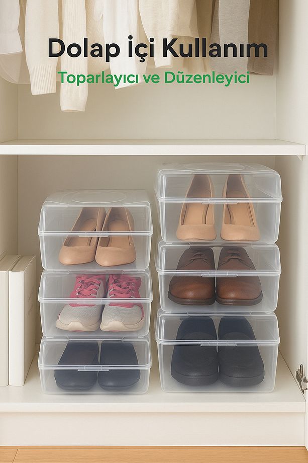 5 Adet Şeffaf Ayakkabı Kutusu – Dayanıklı, Üst Üste Istiflenebilir, Bay & Ayakkabı Için - 3