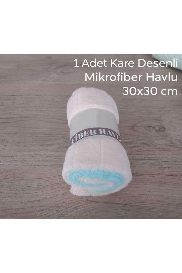 1 Adet Kare Desenli Mikrofiber Havlu Banyo Havlusu | Banyo Havlu - 3