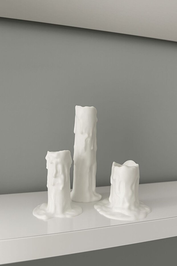 Erimiş Mum Tasarımlı Tütsülük Seti (3'lü) 3D Baskı | PrintHex Studio - 3