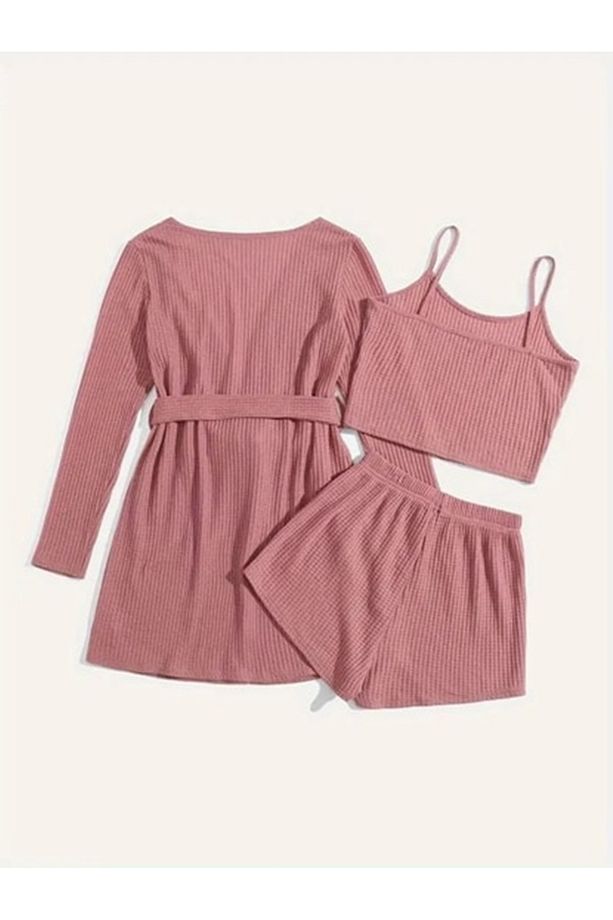 Bella Notte Pijama Takımı Askılı Sort Sabah'lık 3'lü Set - 6
