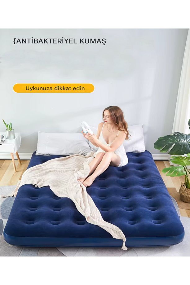 Çift 2 Kişilik Şişme Yatak Kamp Tatil Yatağı Çift Kişilik Kamp Yatağı - 3