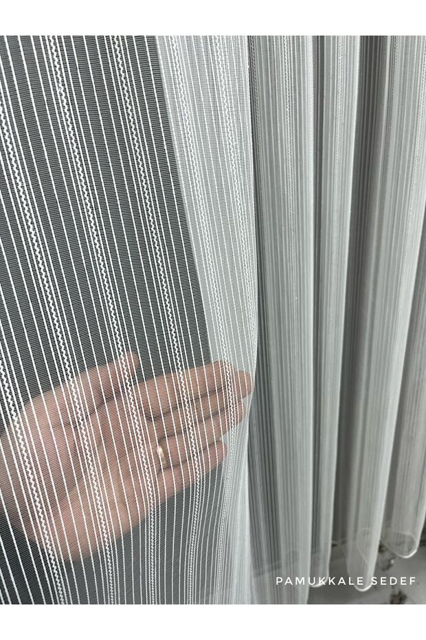 Aslan Home Bearded Tulle Curtain Pamukkale Azra Model 1/250 Pleated