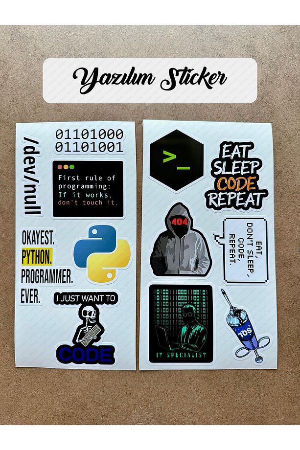 Yazılım & Yazılımcı Laptop Notebook Tablet Etiket Sticker Set P19 - 1