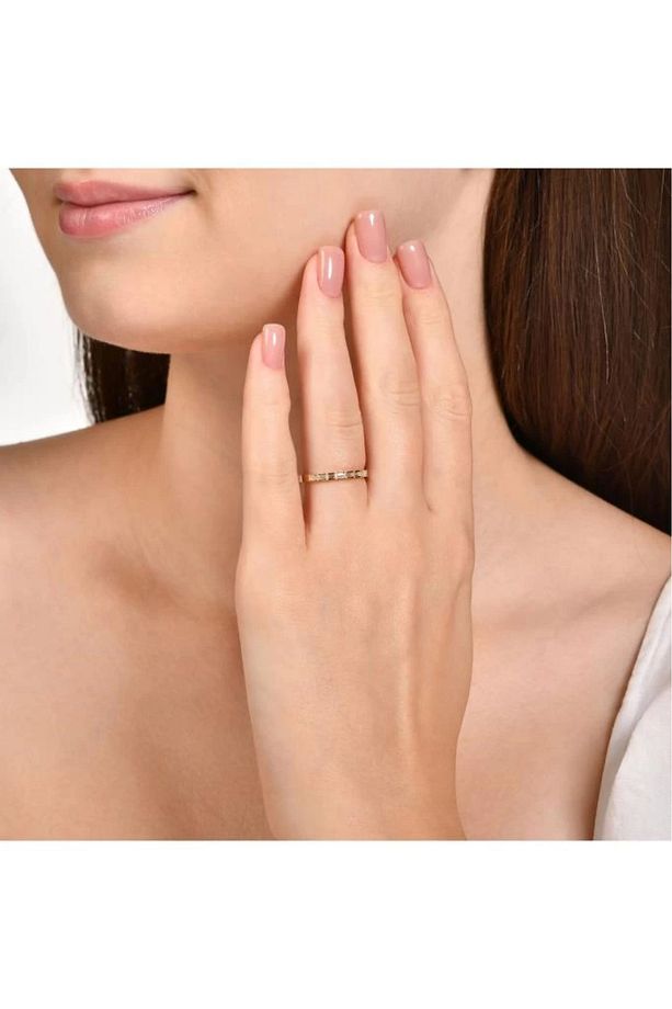 Taşlı Tasarım Altın Yüzük - 14k - 1.18gr - 3
