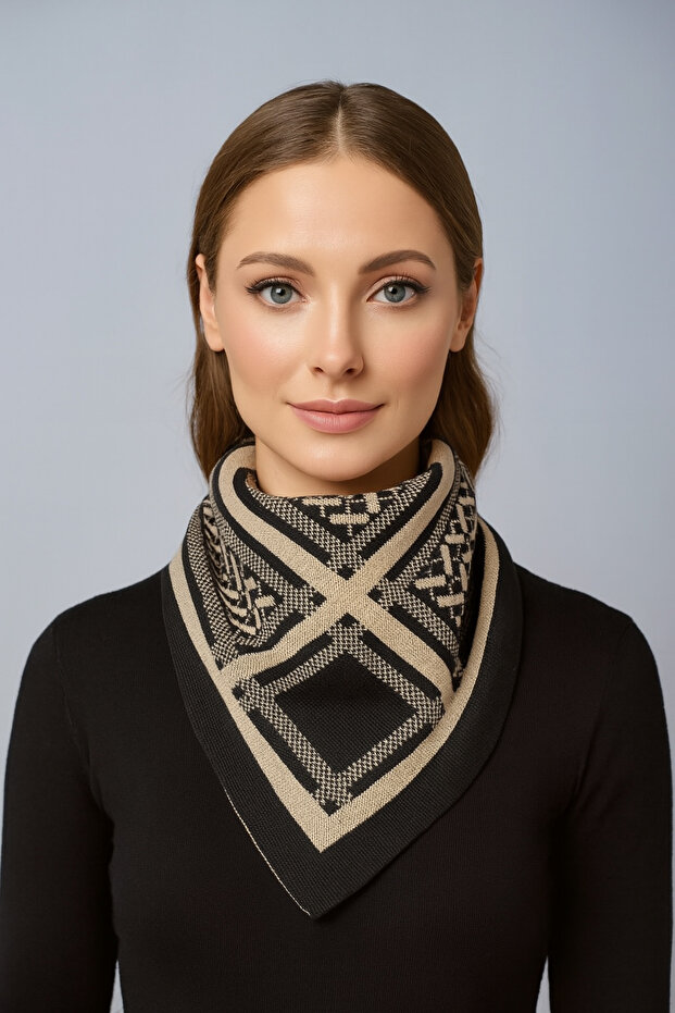 Desenli Triko Fular - 1