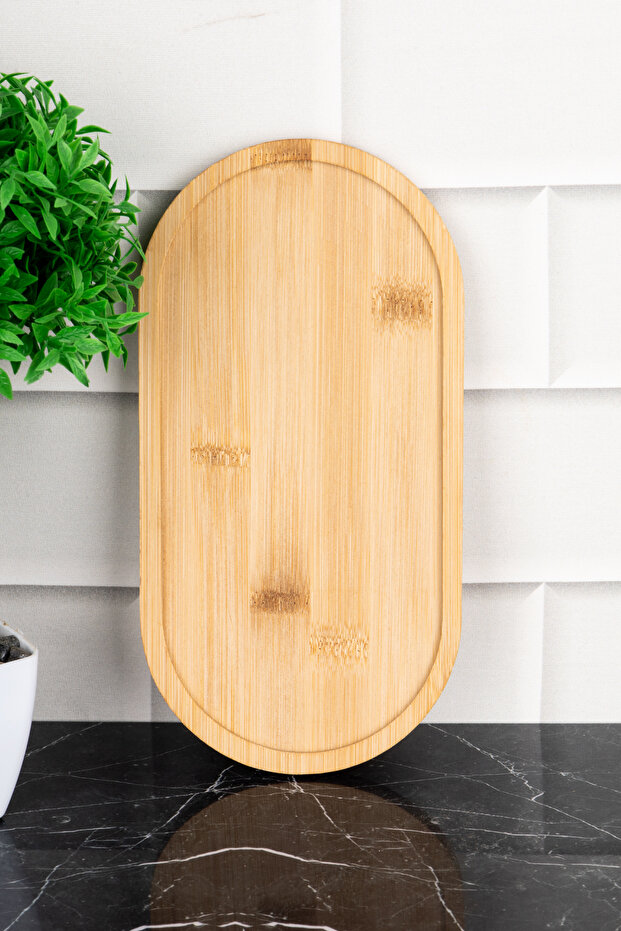 Bamboo Oval Presentation Tray Oil Pot Base Serving Tray Presentation Holder