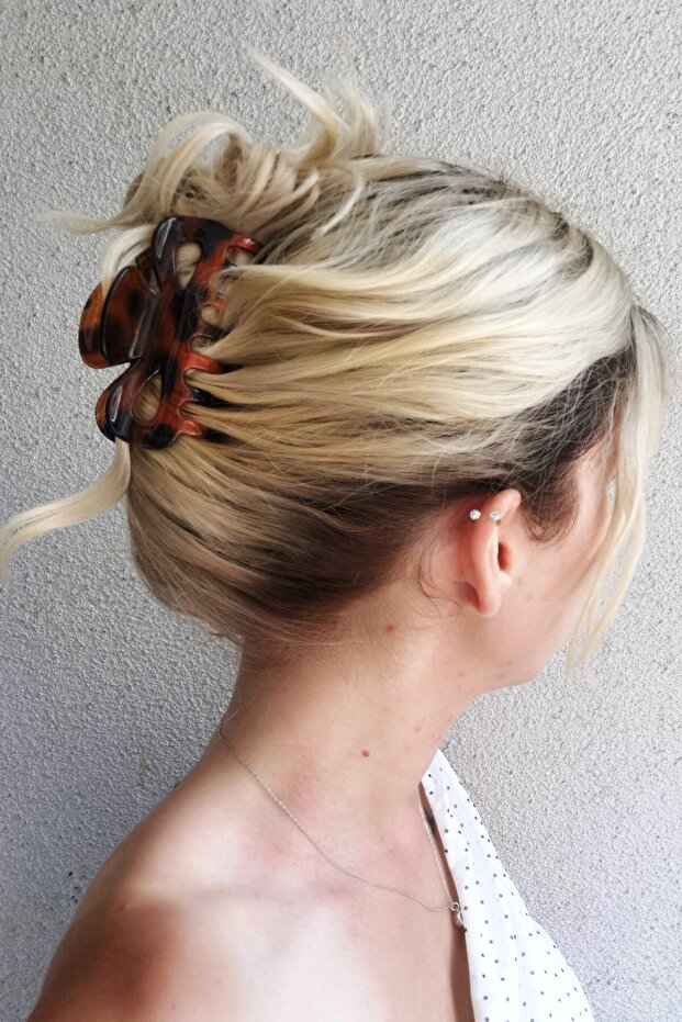 مشبك مزلاج بنقشة الفهد البني - 2