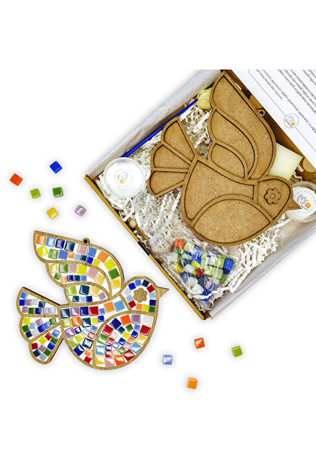Pigeon Mosaic Art Set - Artistic Mosaic Children's Activity Set with Wooden Figures - DIY Set
