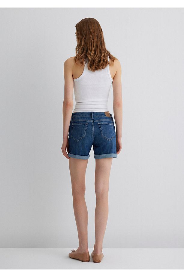 Pixie Casual Koyu Mavi Jean Şort 1437090726 - 4