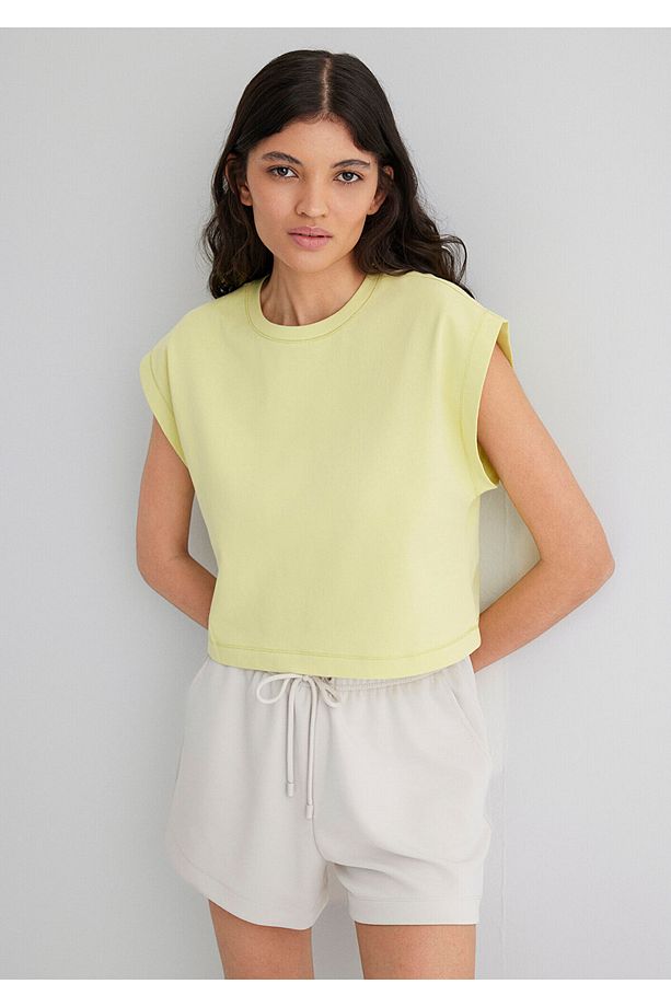 Sari Crop Basic Tişört Regular Fit / Normal Kesim 1613280-71309 - 4