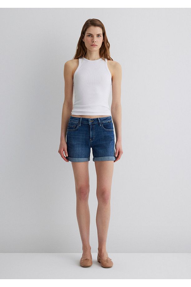Pixie Casual Koyu Mavi Jean Şort 1437090726 - 3