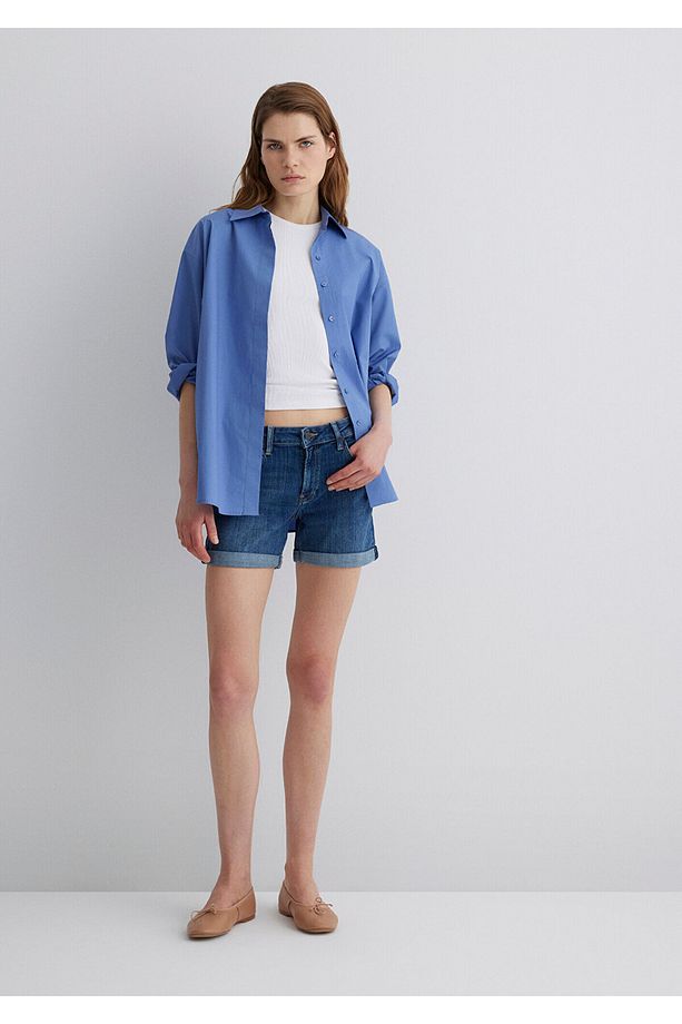 Pixie Casual Koyu Mavi Jean Şort 1437090726 - 2