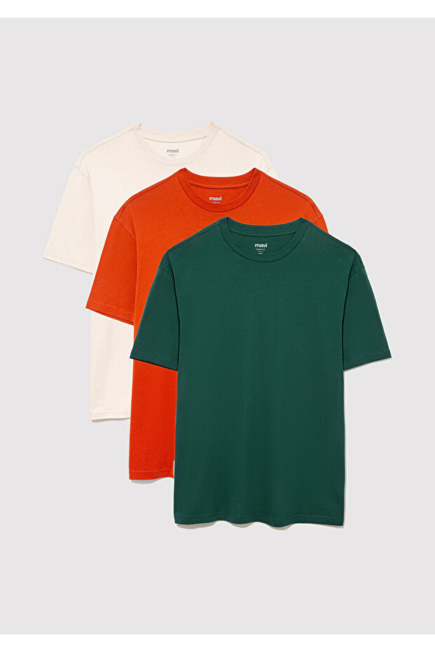 3-Piece Men's Basic T-Shirt Loose Fit / Loose Relaxed Fit 0612315 -70072