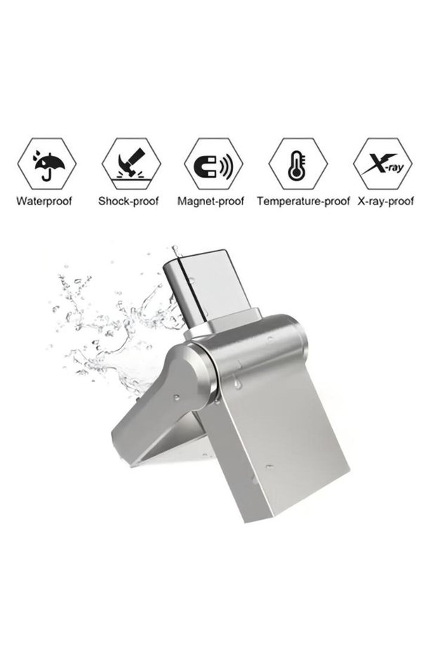 محرك أقراص فلاش USB 2.0، ذاكرة معدنية ثنائية الأغراض من Typec، قابلة للدوران 360 درجة، سعة 512 جيجابايت