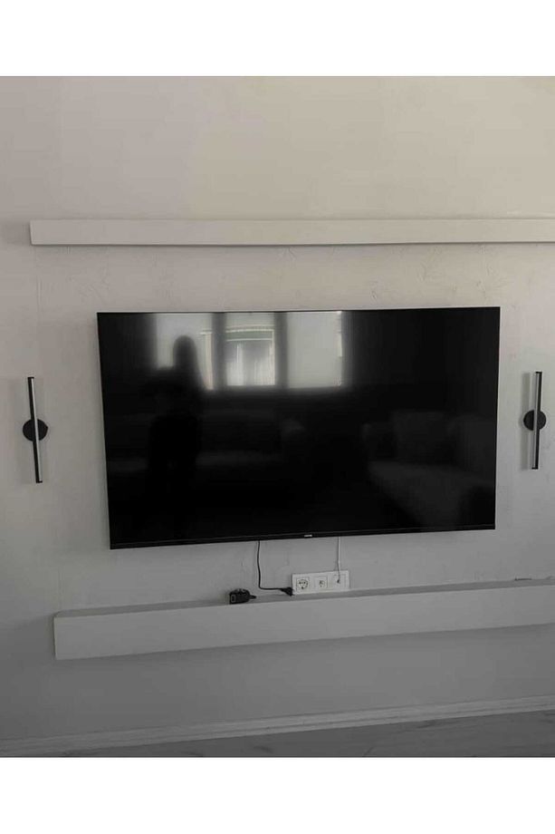 Modern Kablosuz Tak Çalıştır 35 cm Ledli Aplik Banyo Tablo Ayna Duvar Aydınlatma Siyah Flüt Aplik - 7