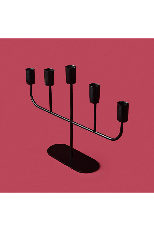 Deco Lucetta Şamdan - Siyah - 23 cm - 4