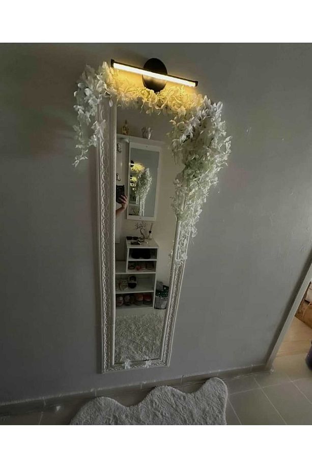 Modern Kablosuz Tak Çalıştır 35 cm Ledli Aplik Banyo Tablo Ayna Duvar Aydınlatma Siyah Flüt Aplik - 6