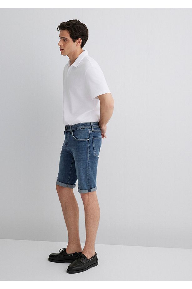 Nicholas Black Puslu Koyu Jean Şort 0416084465 - 3