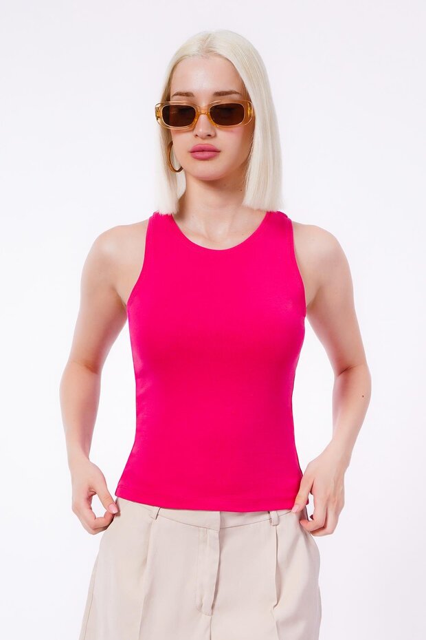 Fuchsia Basic Strap Women's Undershirt Sh253 - 4