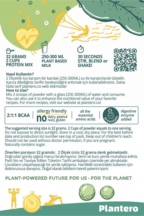 Plain Protein Blend Isolate ™ Supergreens Mix Vitamins 416 gr 13 Servis - 8
