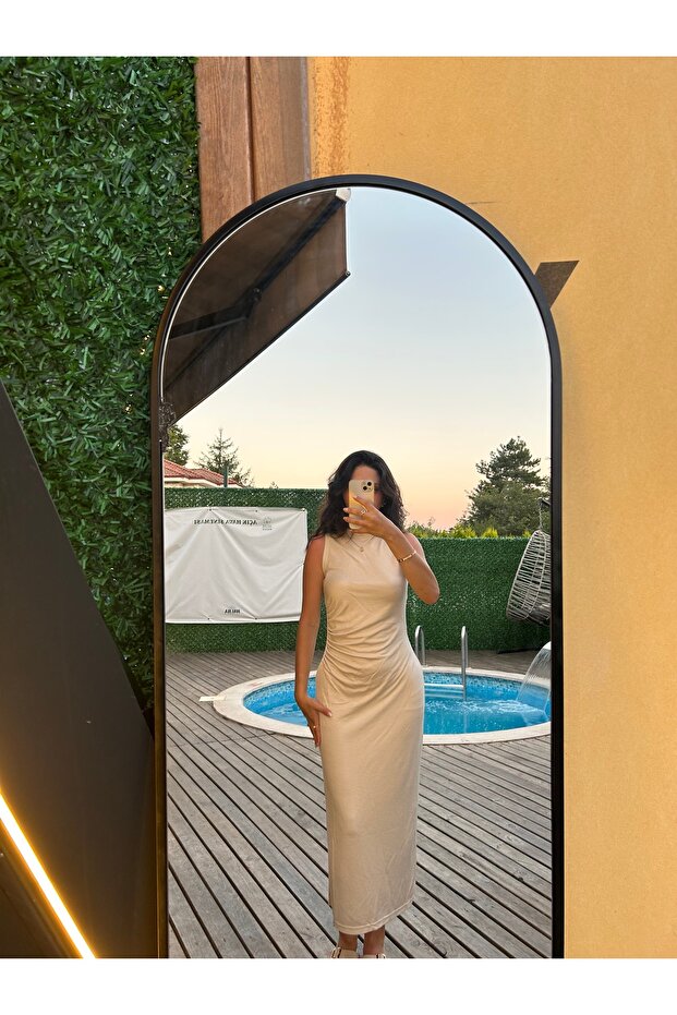 Model Pike Kumaş Elbise Krem - 6