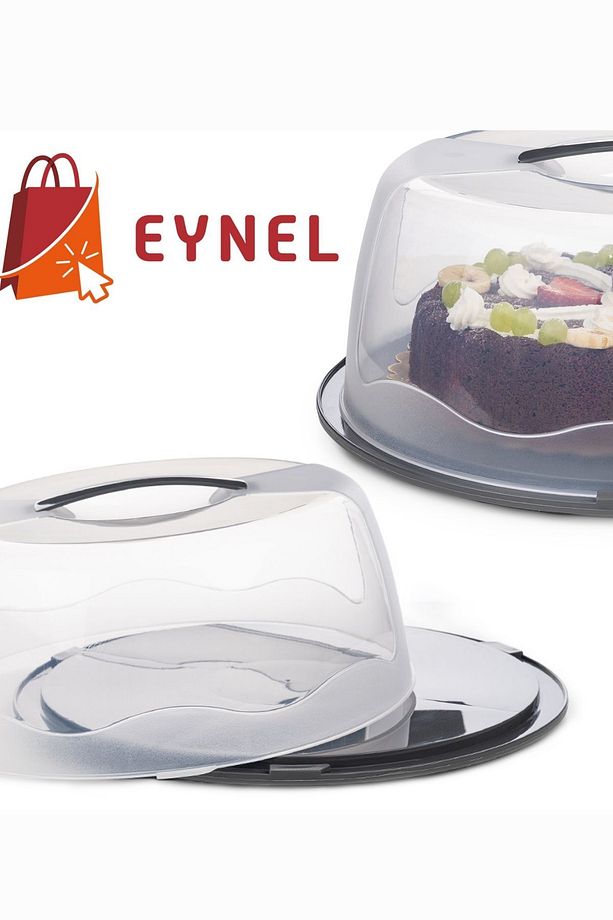 1 Adet Yuvarlak Kek, Pasta, Börek Taşıma Kutusu, Geçmeli Kilit, Saklama Kabı Çörek Yaş Pasta Fanusu - 4