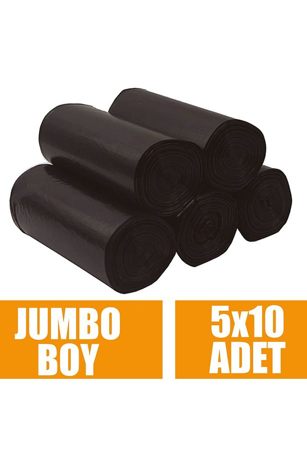 Çöp Torbası Jumbo Boy 10’lu 5 Rulo Kalın 300 gr 80x110 Çöp Poşeti - 1