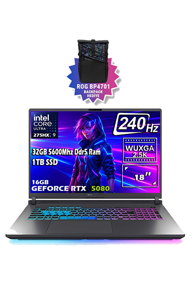 ROG Strix G18 G815LW-S9129-Gaming Ultra 9 275HX 32GB 1TB SSD 16GB RTX 5080 18" 2.5K WQXGA Freedos - 1